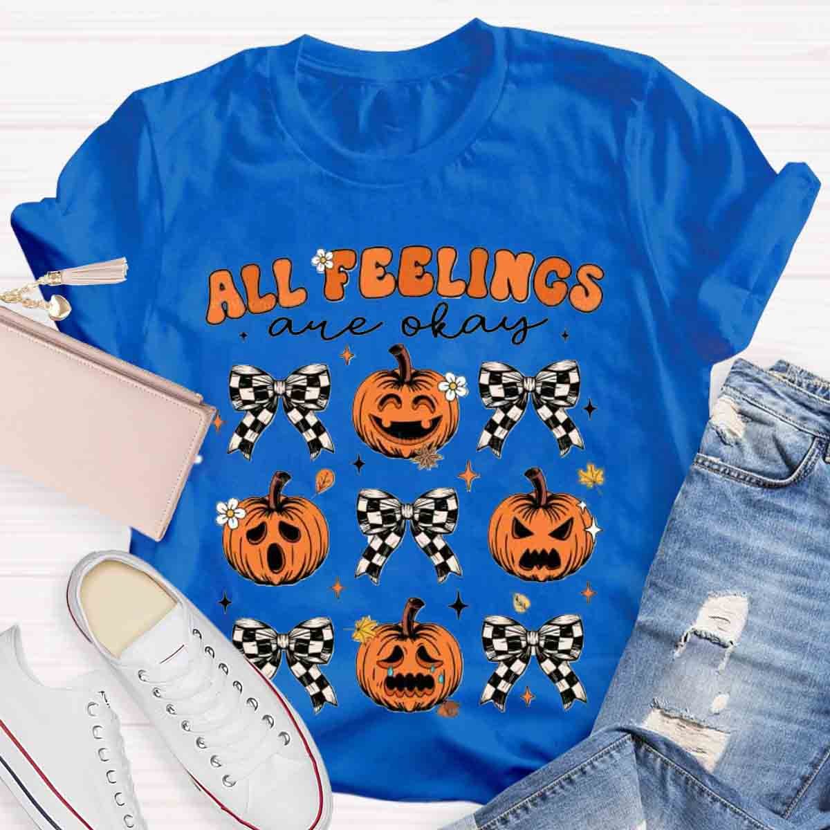 All Feelings Are Okay School Psych Ghost Pumpkin Shirt