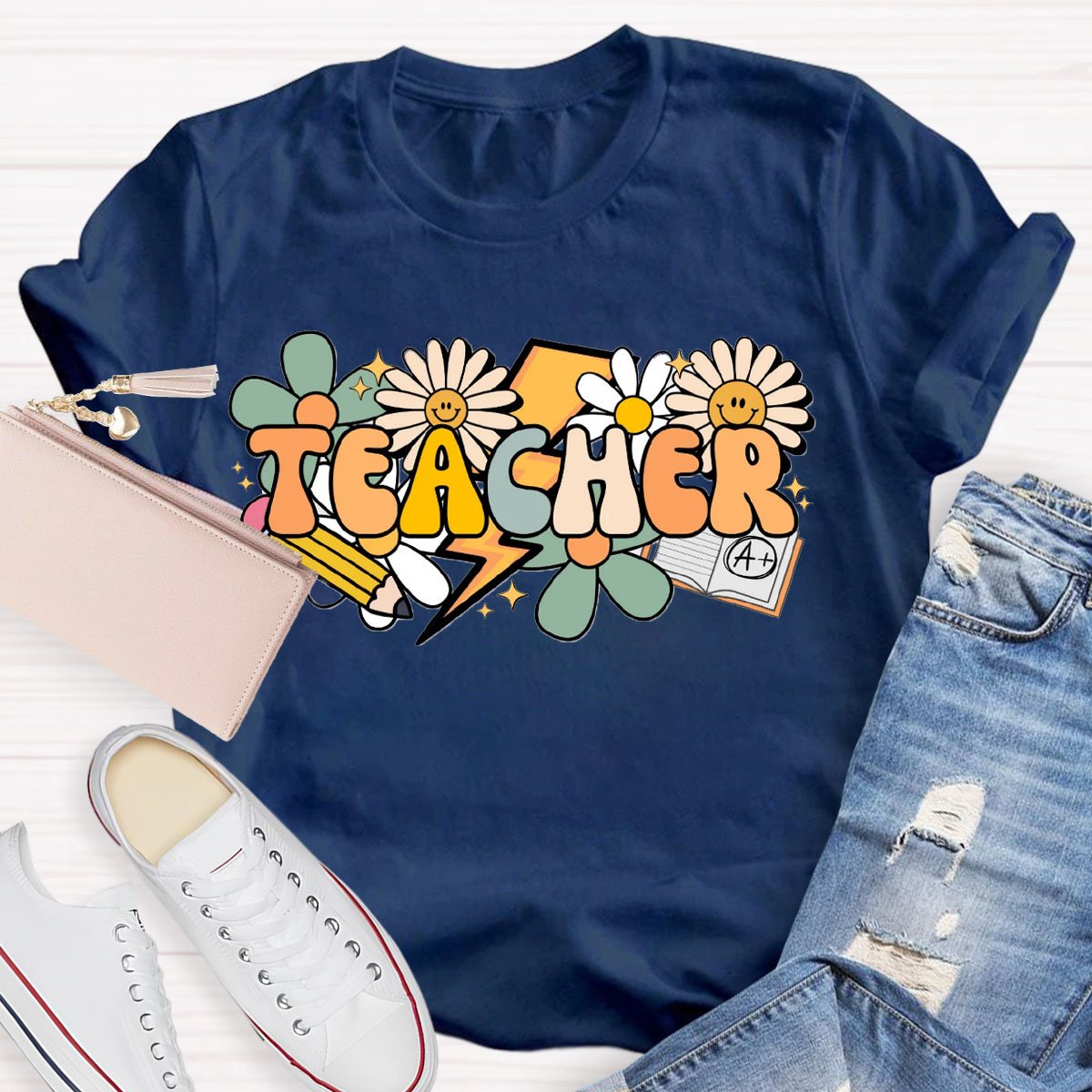 Teacher Sunflowers And Pencil  T-Shirt