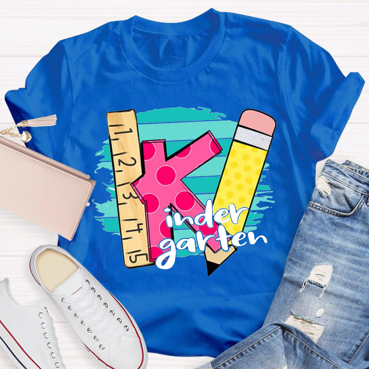 Personalized Grade Ruler Pencil Teacher T-Shirt