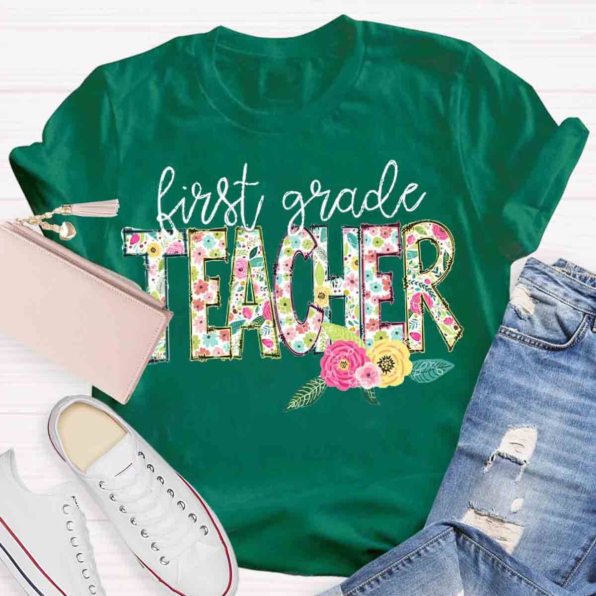 Personalized Grade Vintage Flower T-Shirt