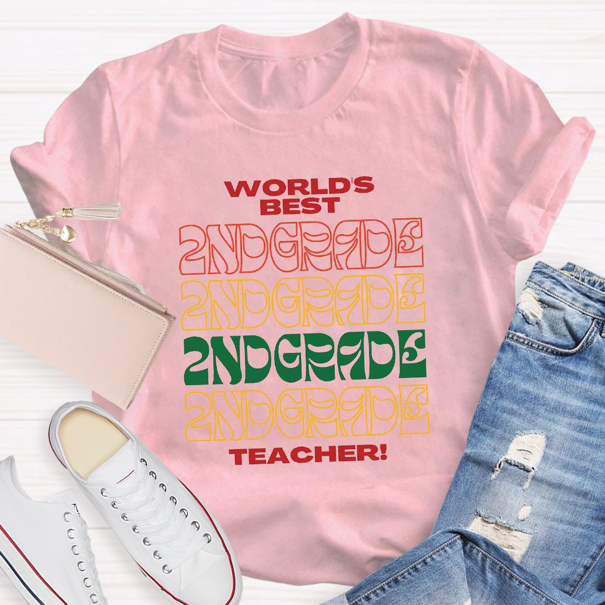 Personalized World's Best 2nd Grade Teacher Shirt