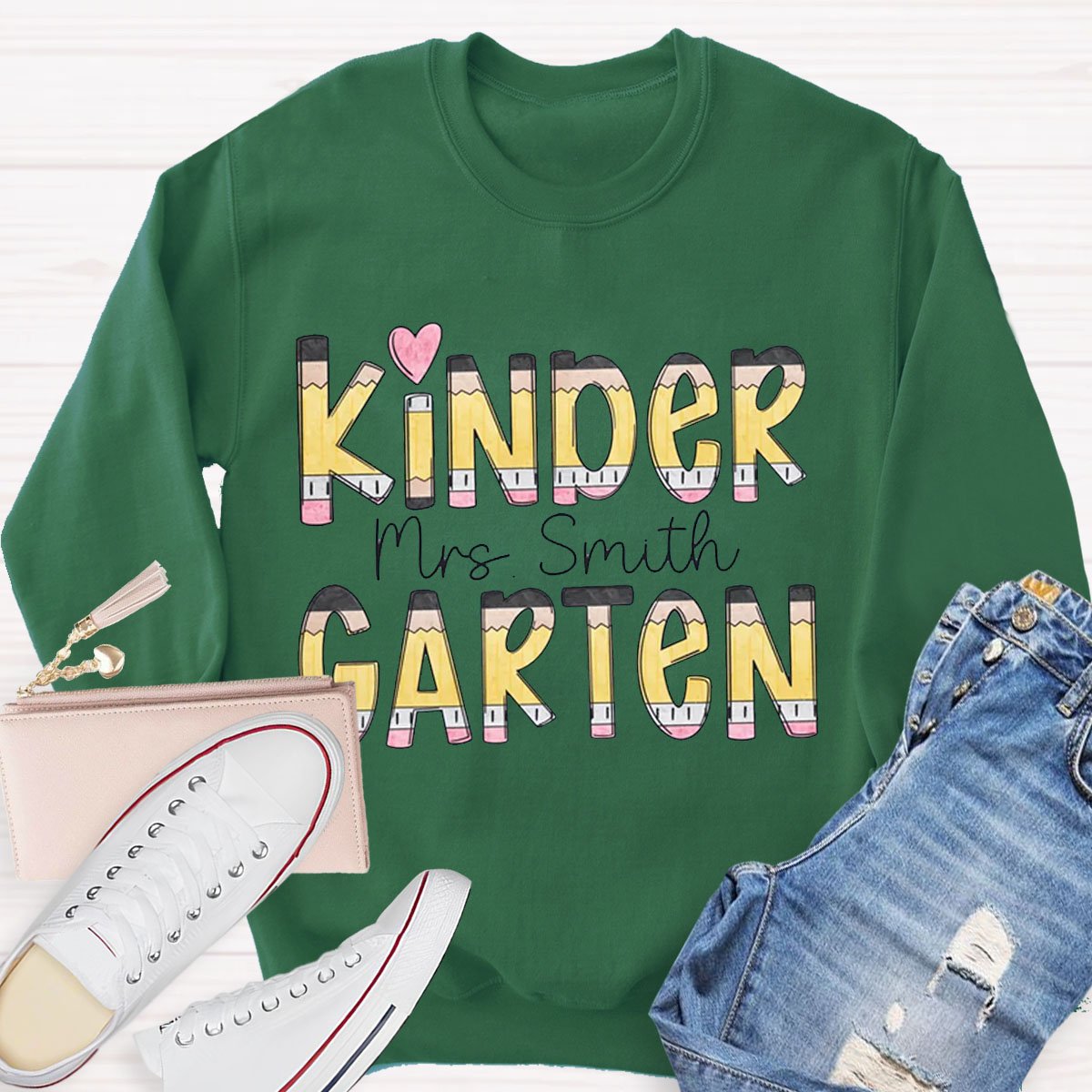 Personalized Name Kinder Garden Teachers Sweatshirt