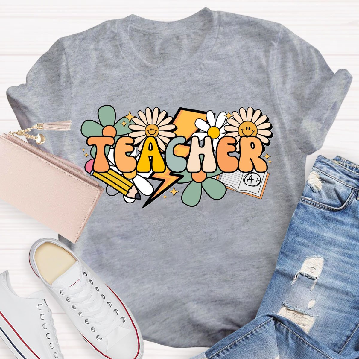 Teacher Sunflowers And Pencil  T-Shirt