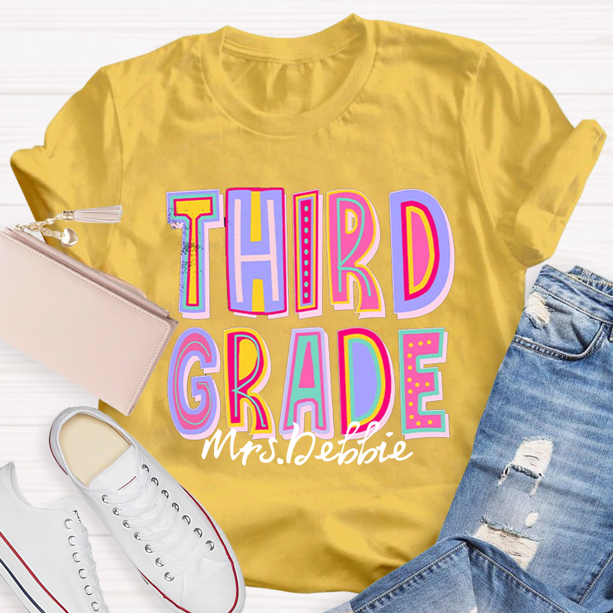 Personalized Your Grade And Name Teacher T-Shirt