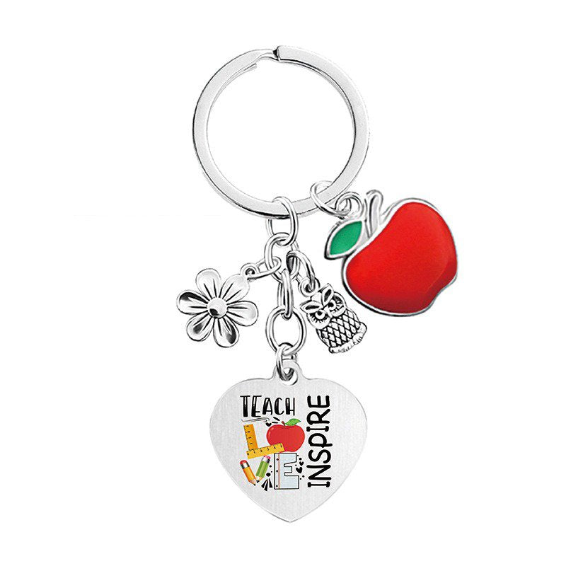 Heart Apple Metal Keychain