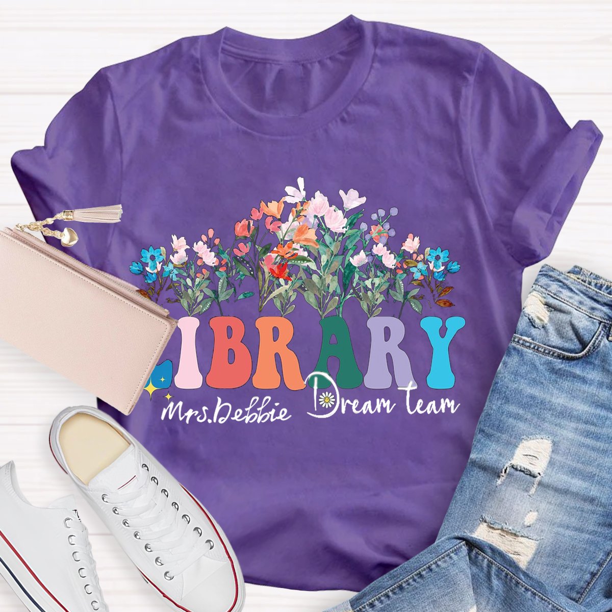 Personalized Librarian Name Library Dream Team T-shirt