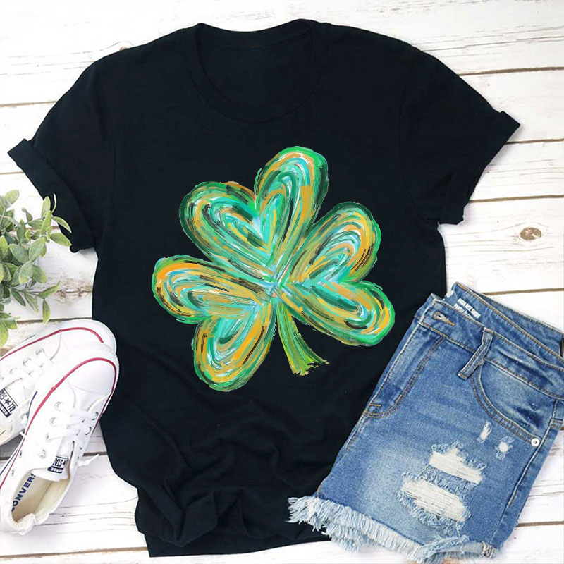 Colorful Clover St Patrick's Day Teacher T-Shirt