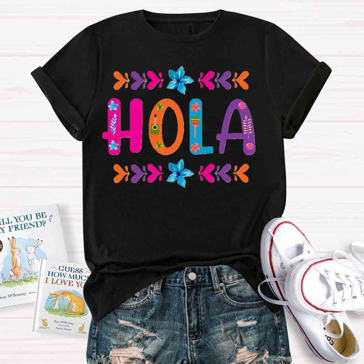 Floral Hola Spanish Teacher T-Shirt