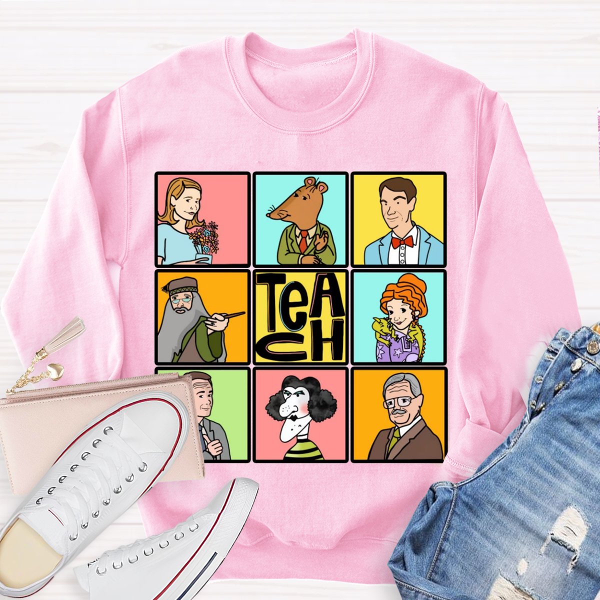 Book Characters Reading Teacher Sweatshirt