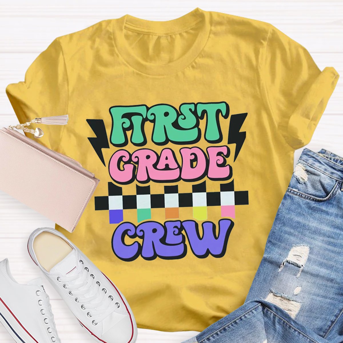 Personalized First Grade Crew Teacher Shirt