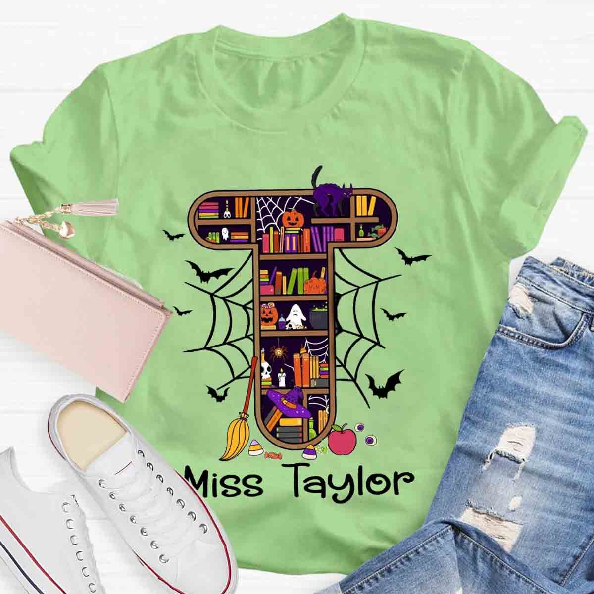 Personalized Name Halloween Spooky Teacher T-Shirt