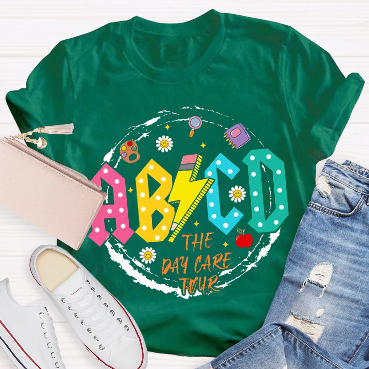 Funny Design Art ABCD Teacher T-Shirt