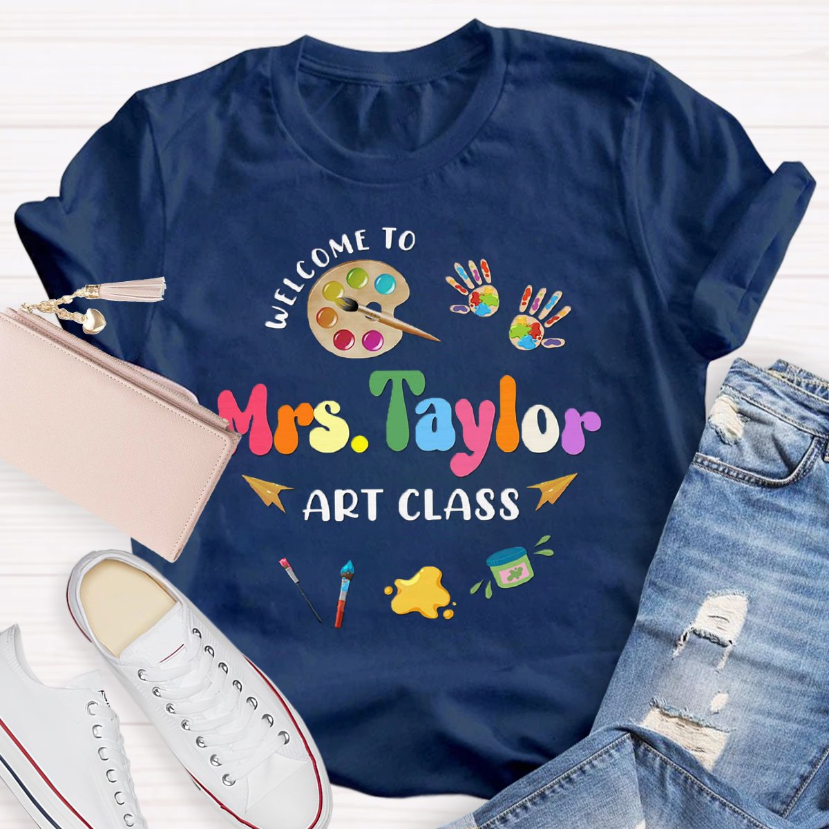 Personalized Art Teachers Name Welcome To Art Class T-Shirt