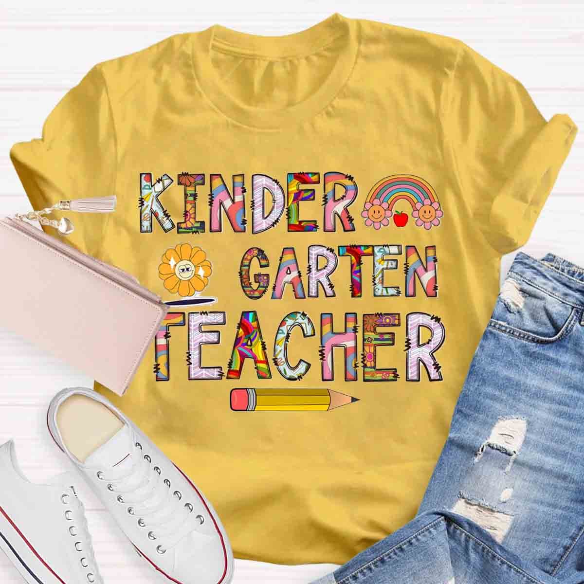 Personalized Grade Rainbow Teacher T-Shirt