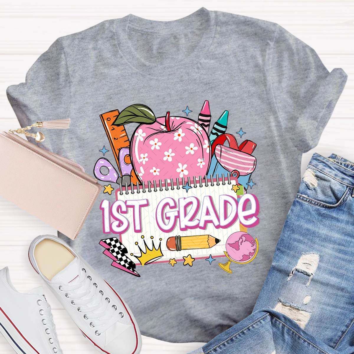 Personalized Team Grade Bright Dalmatian Dots Teacher T-shirt