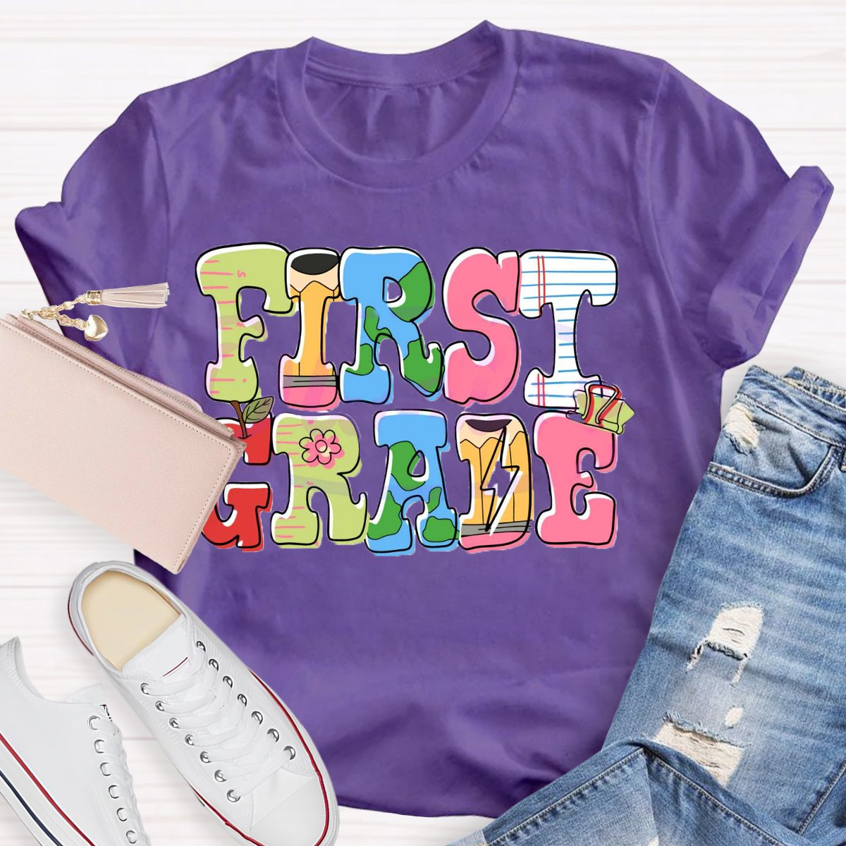 Personalized Grade First Grade Student Back To School T-Shirt