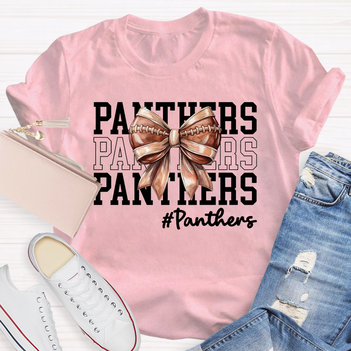 Cheer Mascot  Panthers Bow T-Shirt