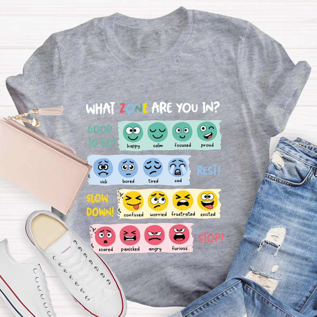 Zone Of Regulation Mental Health Teacher T-Shirt