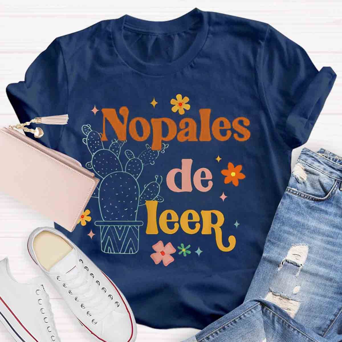 Nopales De Leer Spanish Teacher Maestra Cactus Bilingual Women T-shirt