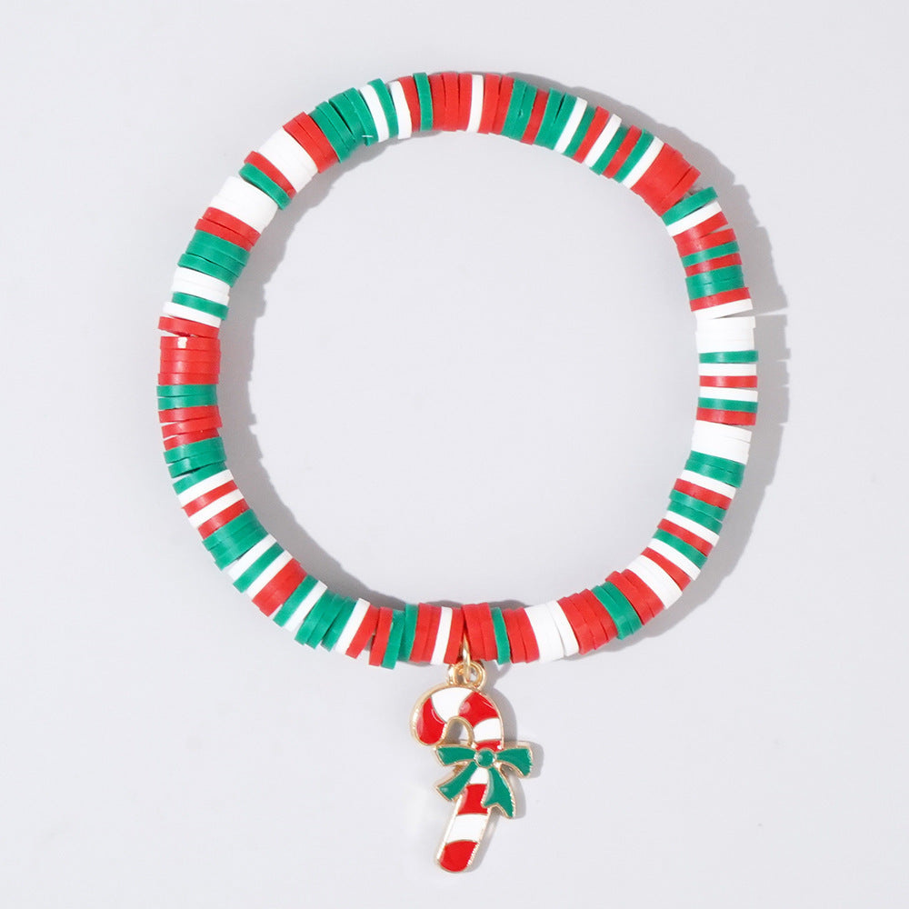 Christmas Polymer Clay Beaded Bracelet