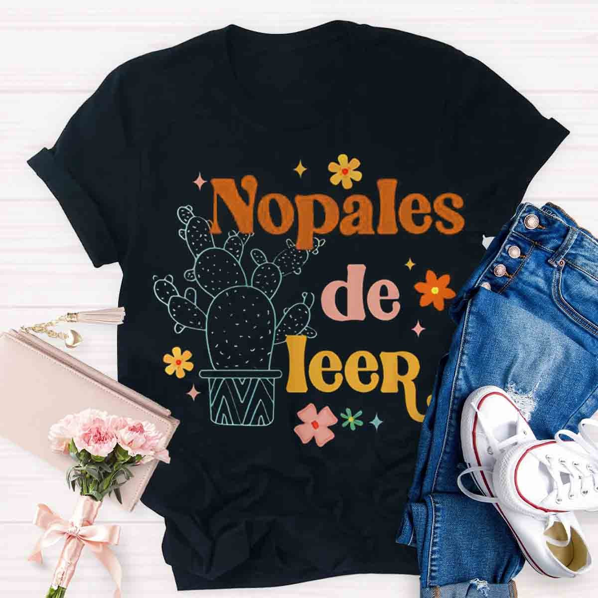 Nopales De Leer Spanish Teacher Maestra Cactus Bilingual Women T-shirt