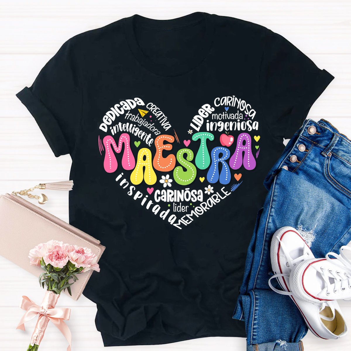 Maestra Spanish Teacher Heart T-Shirt