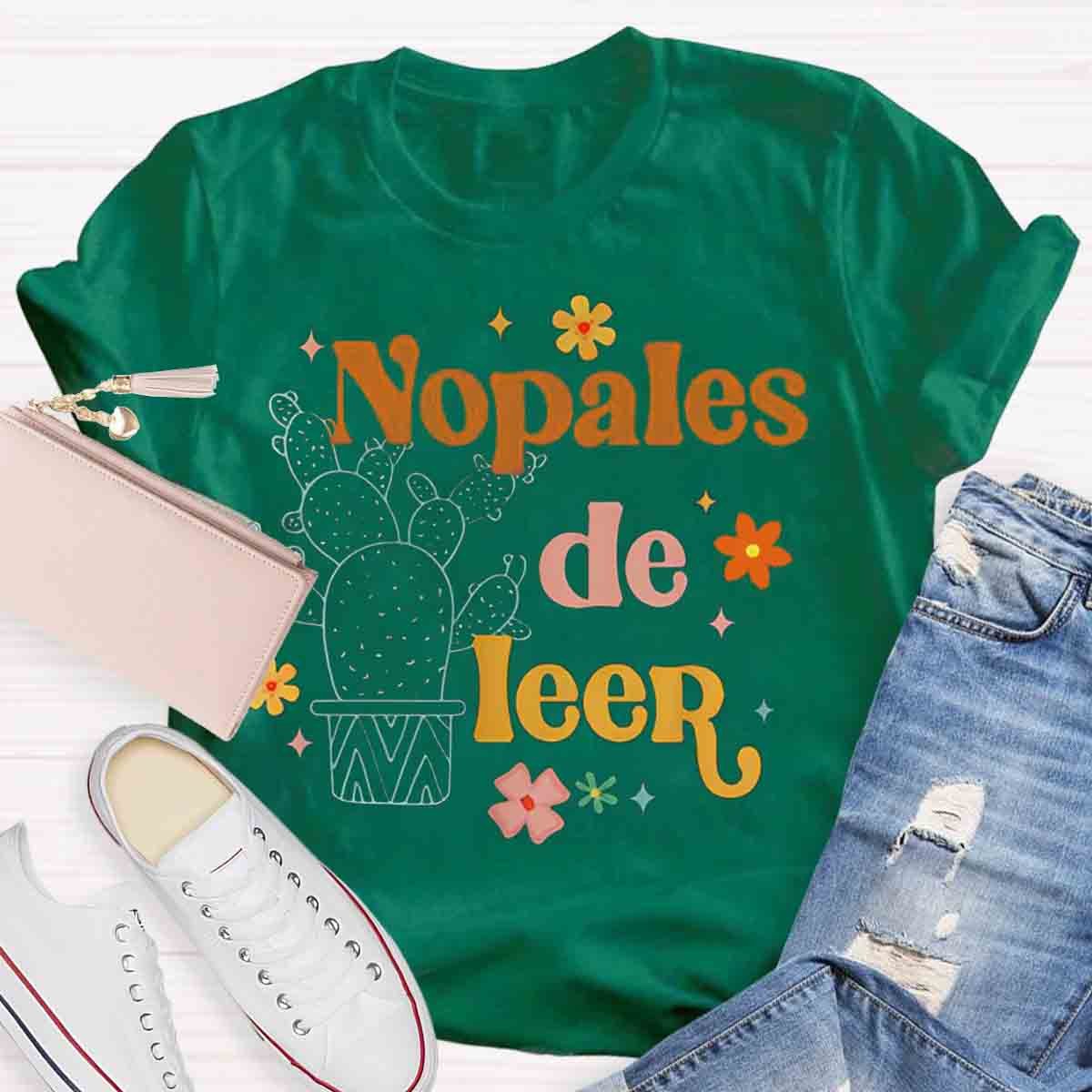 Nopales De Leer Spanish Teacher Maestra Cactus Bilingual Women T-shirt