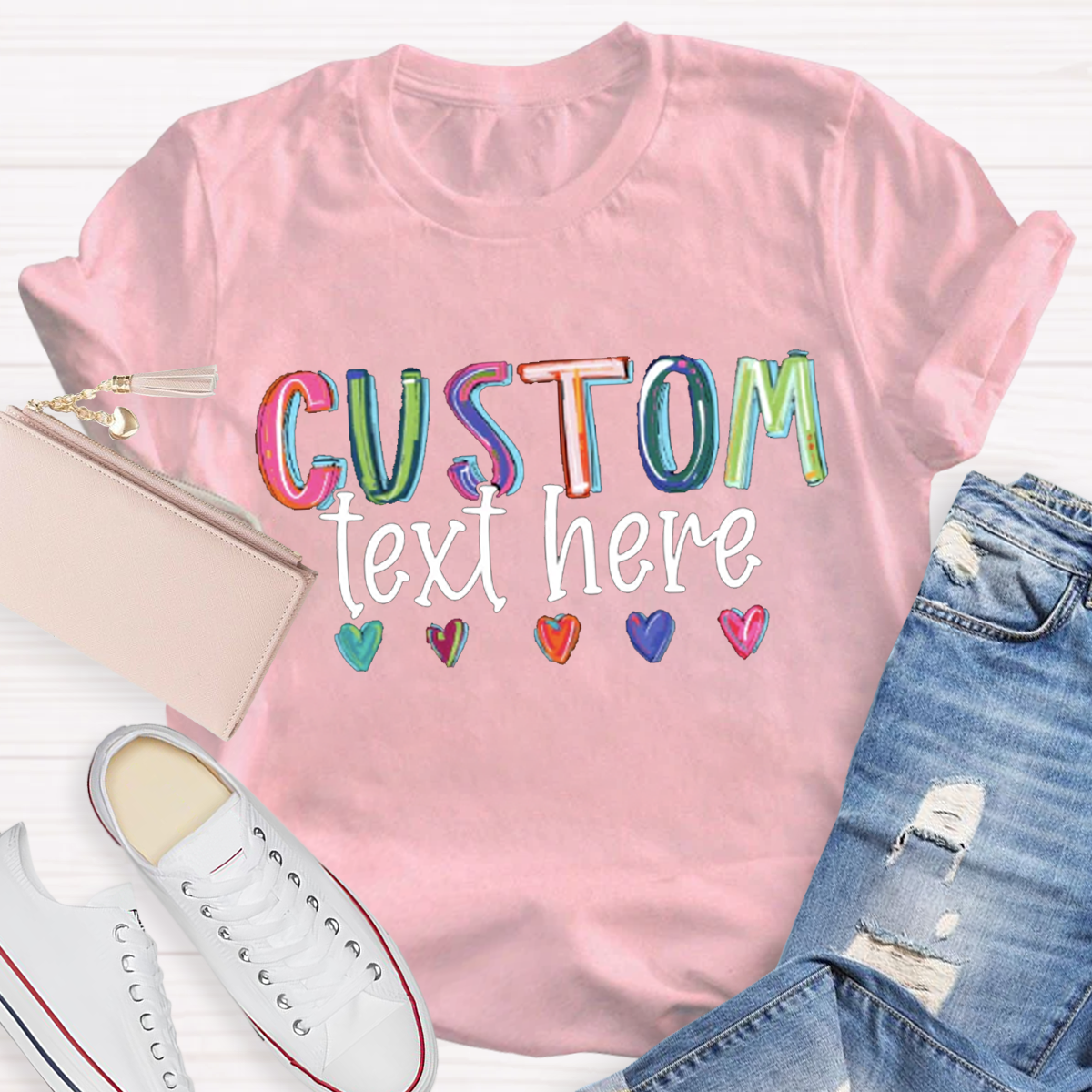 Personalized Your Text Colorful teacher T-shirt