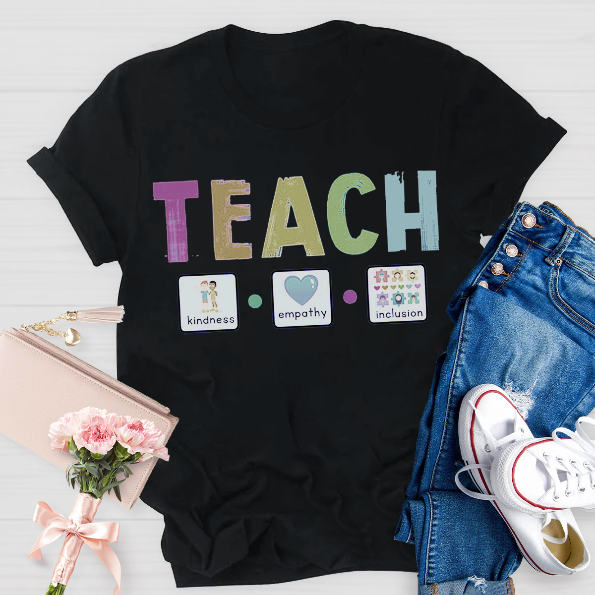 Teach Kindness Empathy Inclusion Teacher T-Shirt