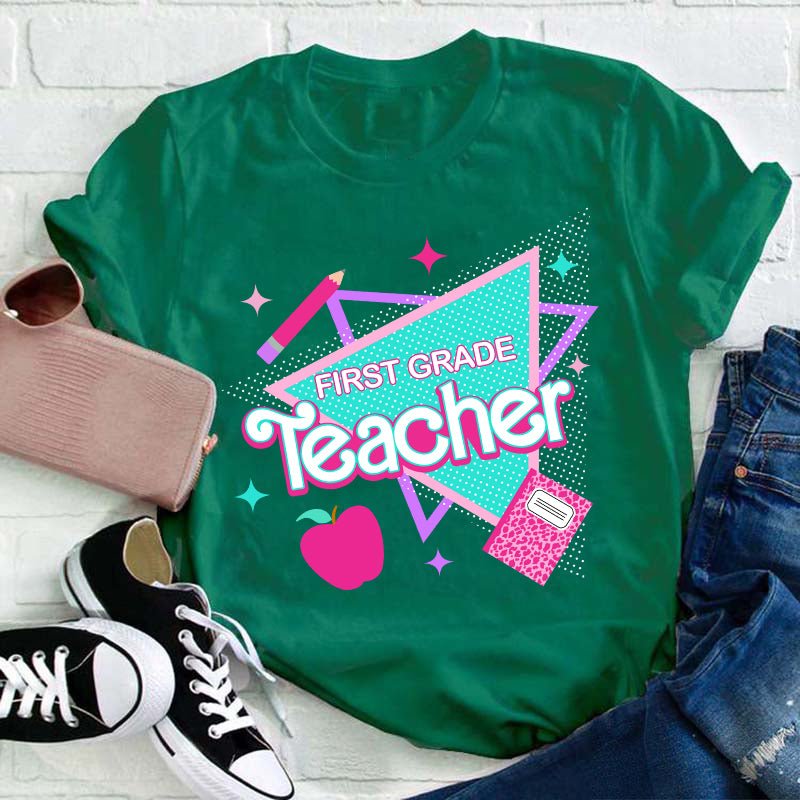 Personalized Grade Shining Triangle Teacher T-Shirt