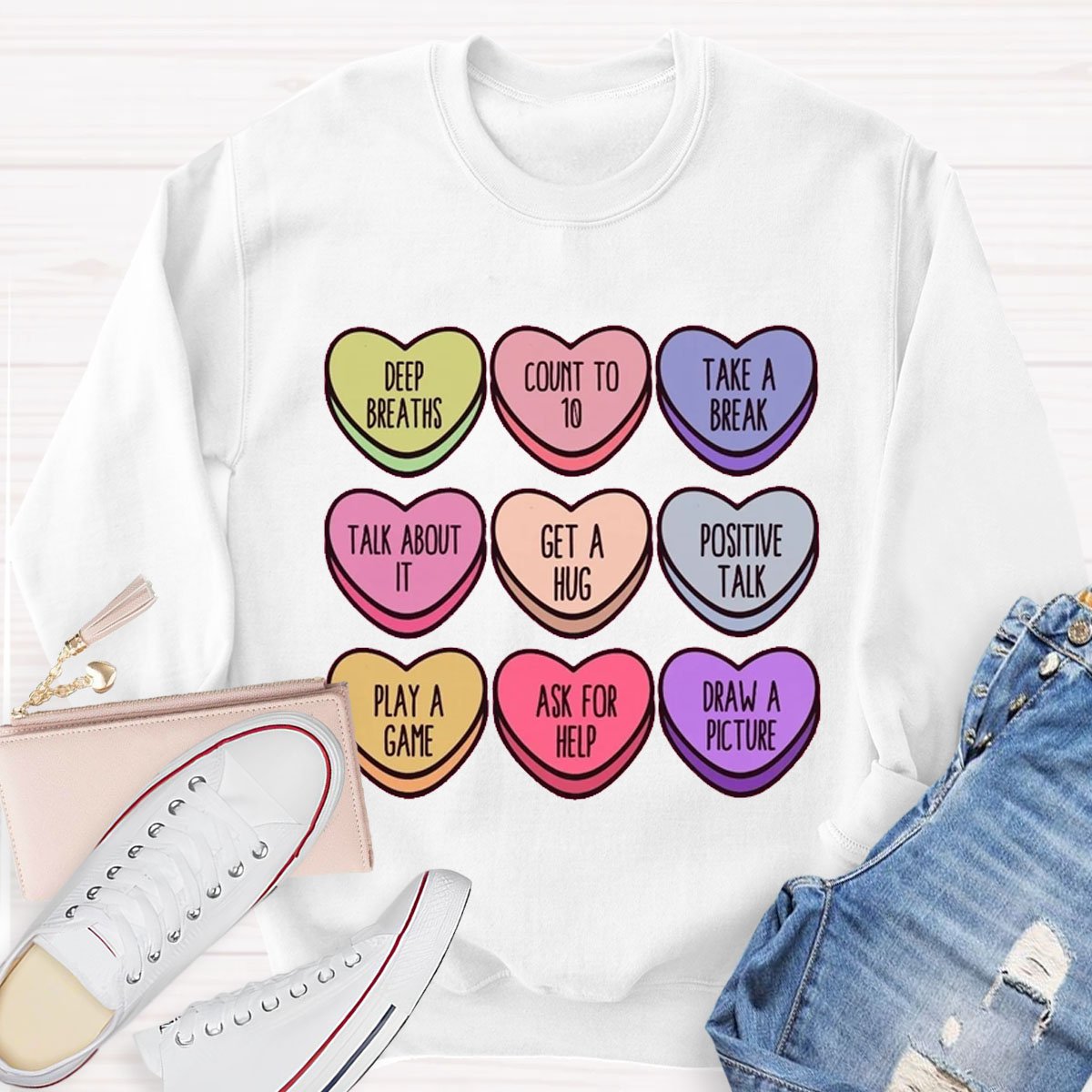 Comfort Colors Conversation Heart Teacher Sweatshirt