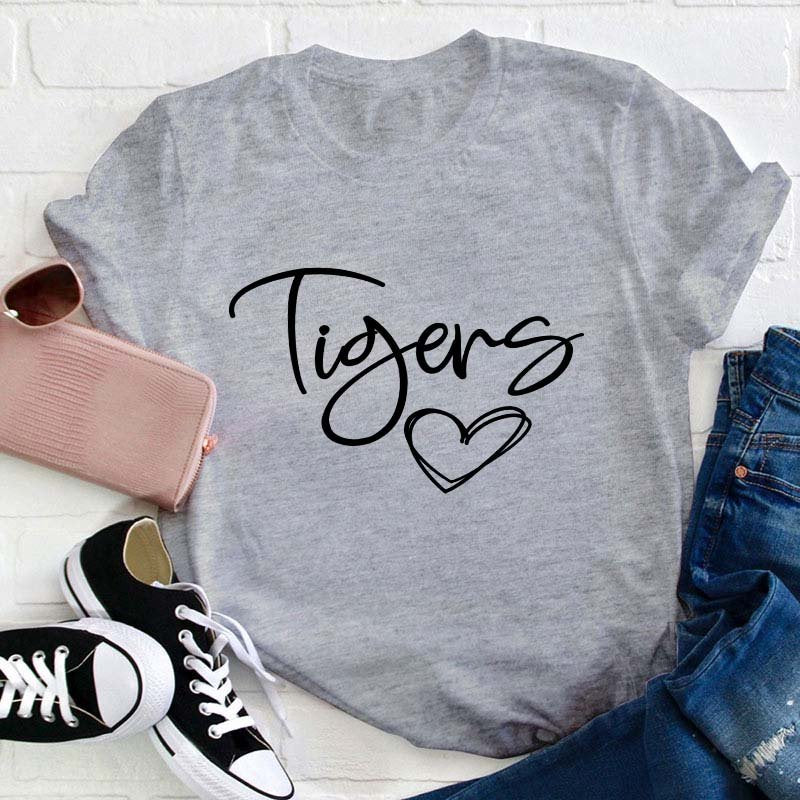 Personalized Name Mascot Heart Teacher T-Shirt