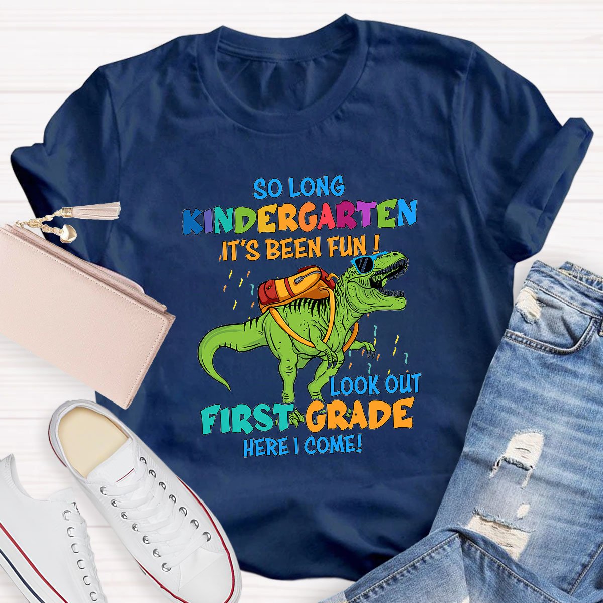 Personalized Grade Dinosaur Carrying A Schoolbag T-Shirt