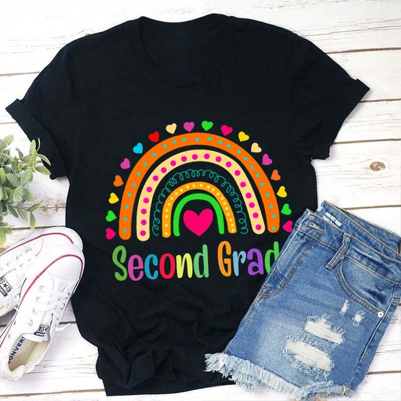 Personalized Colorful Heart Rainbow Teacher T-Shirt