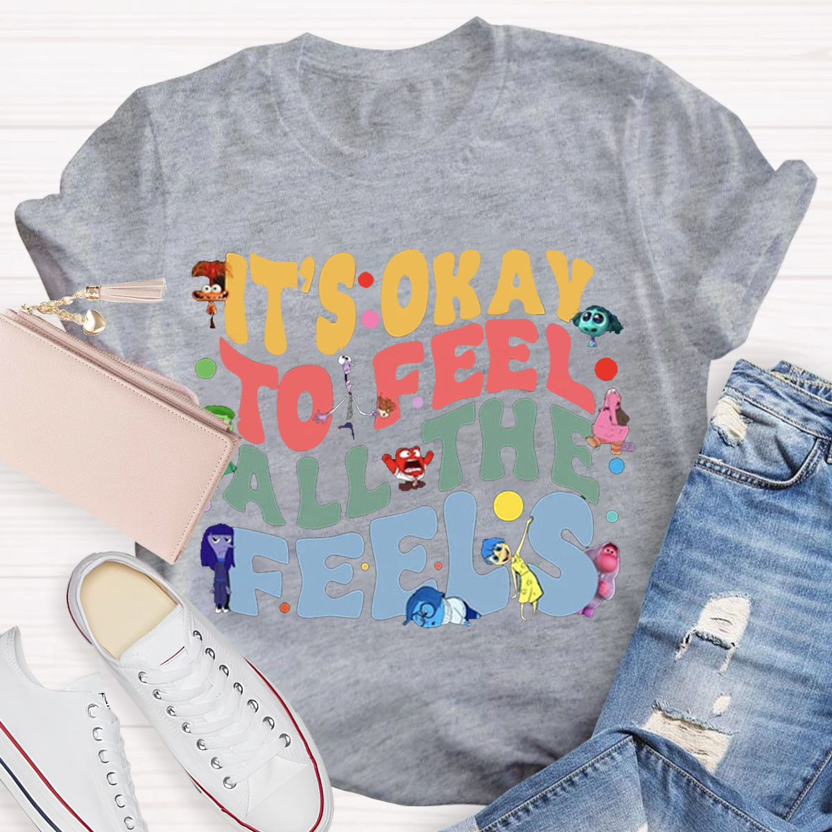 Funny It's Ok To Feel All The Feels Teacher T-Shirt