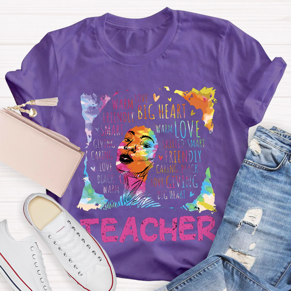 Crew Neck Black Teacher Casual T-Shirt