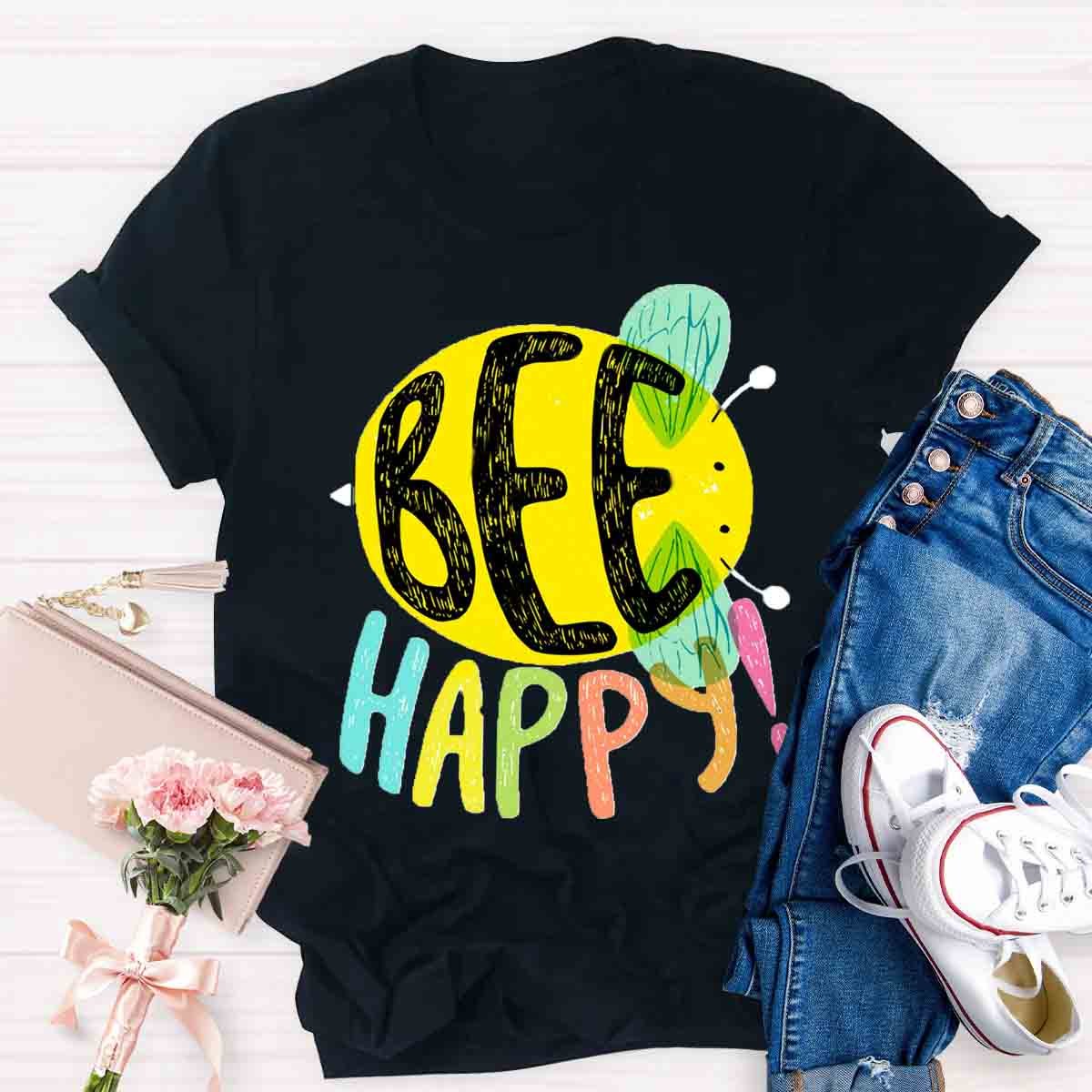 Bee Happy Cute Teacher T-Shirt