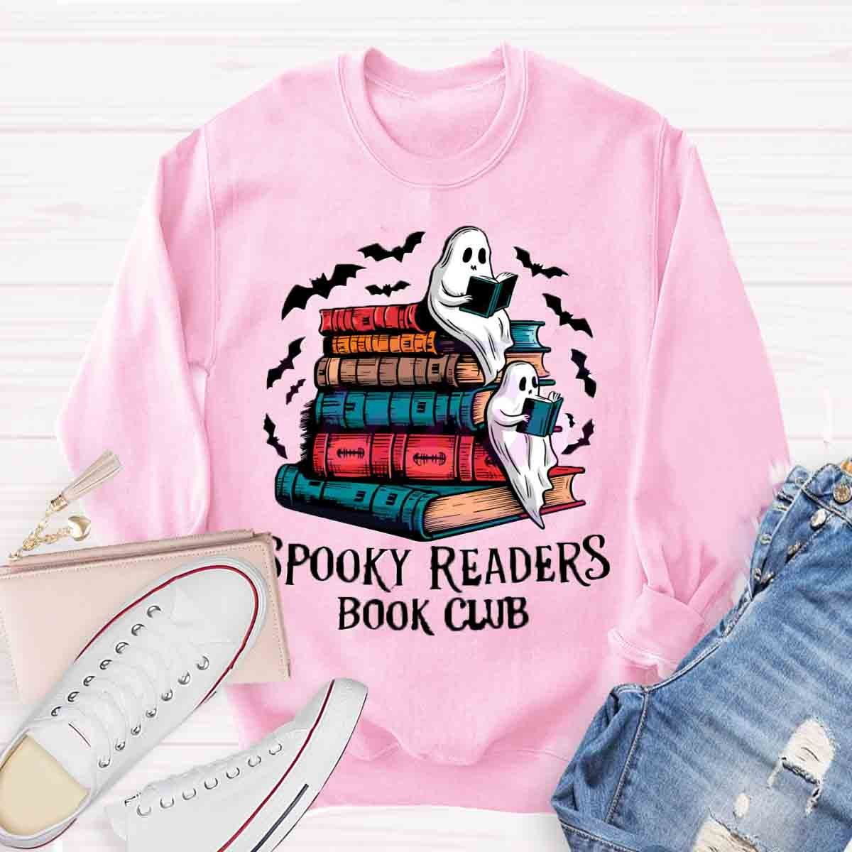 Funny Bookish Ghost Spooky Readers Book Club Halloween Sweatshirt