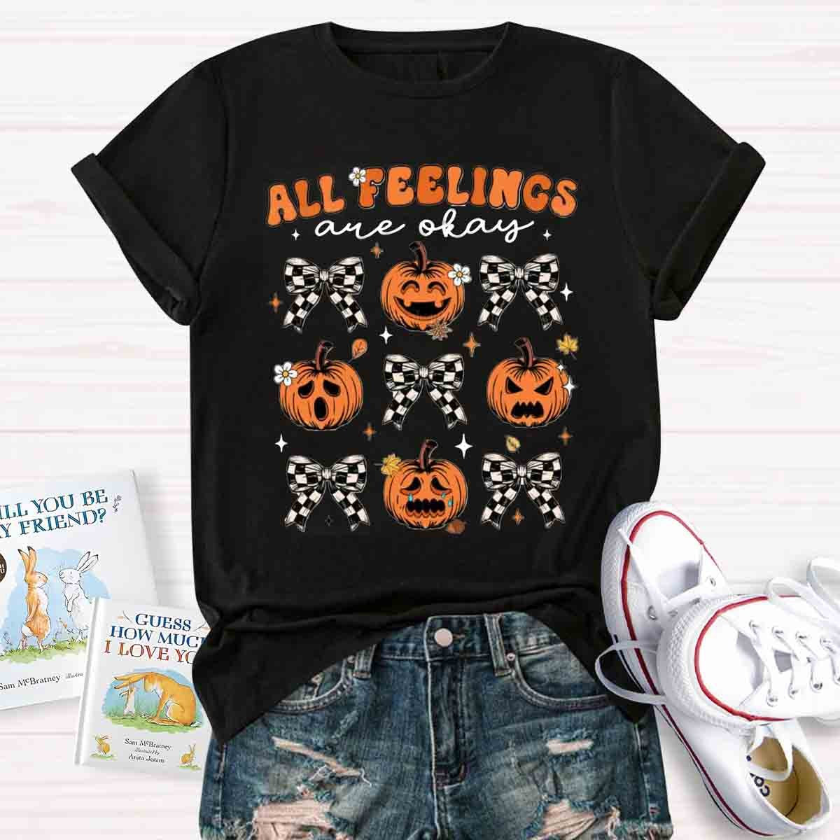 All Feelings Are Okay School Psych Ghost Pumpkin Shirt