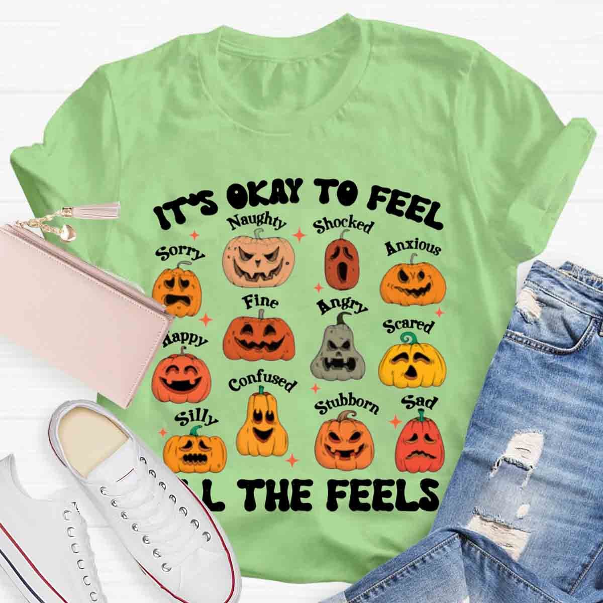 It's Okay To Feel All The Feels Halloween School Psychologist Shirt