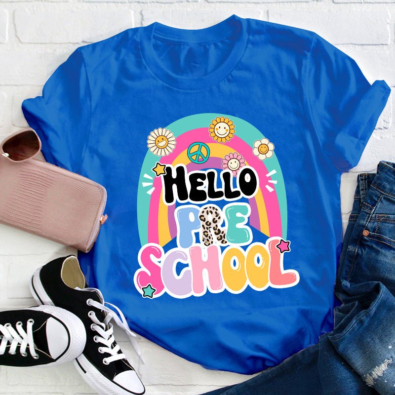 Personalized Grade Hello Rainbow Teacher T-Shirt