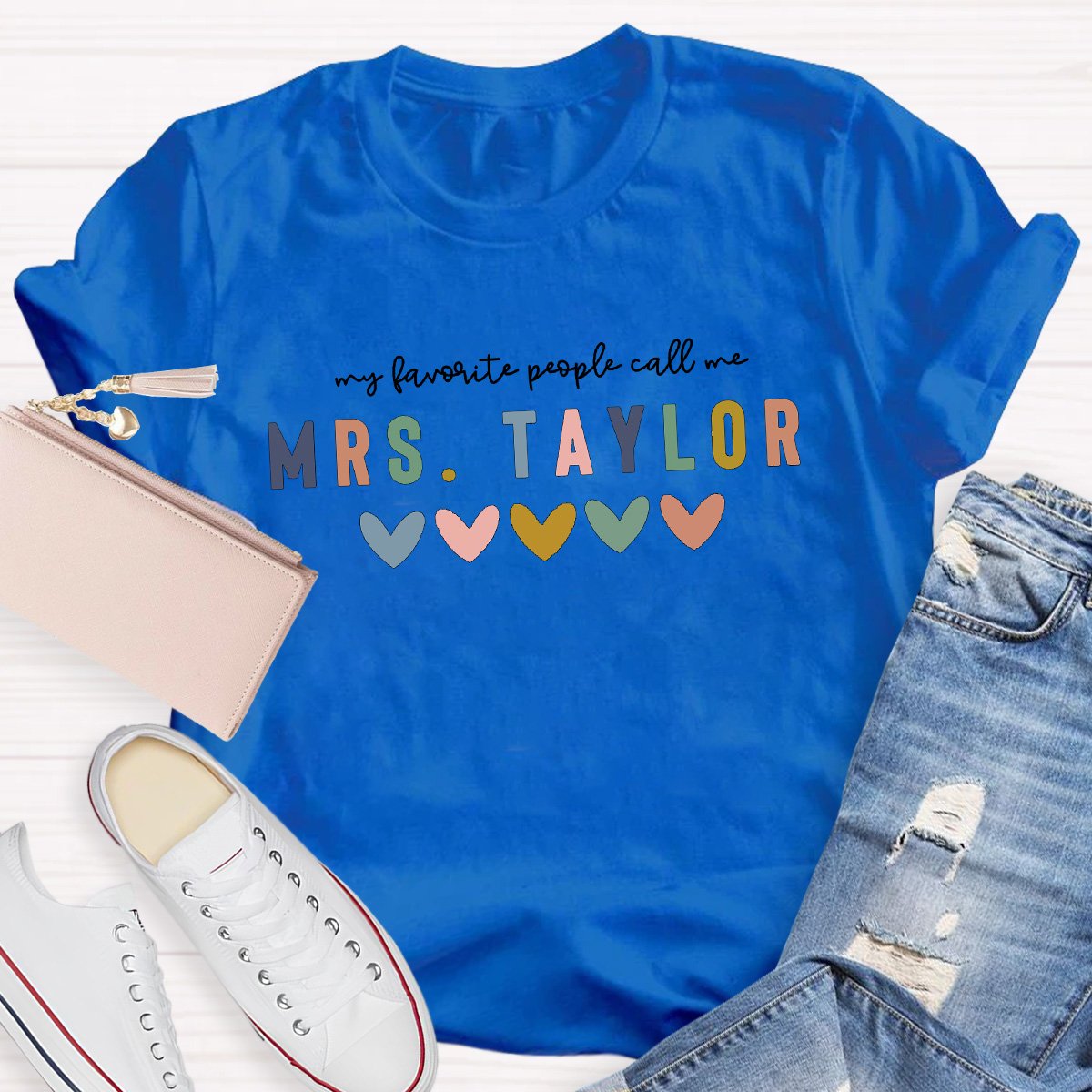 Personalized Teacher's Name With Heart Shirt