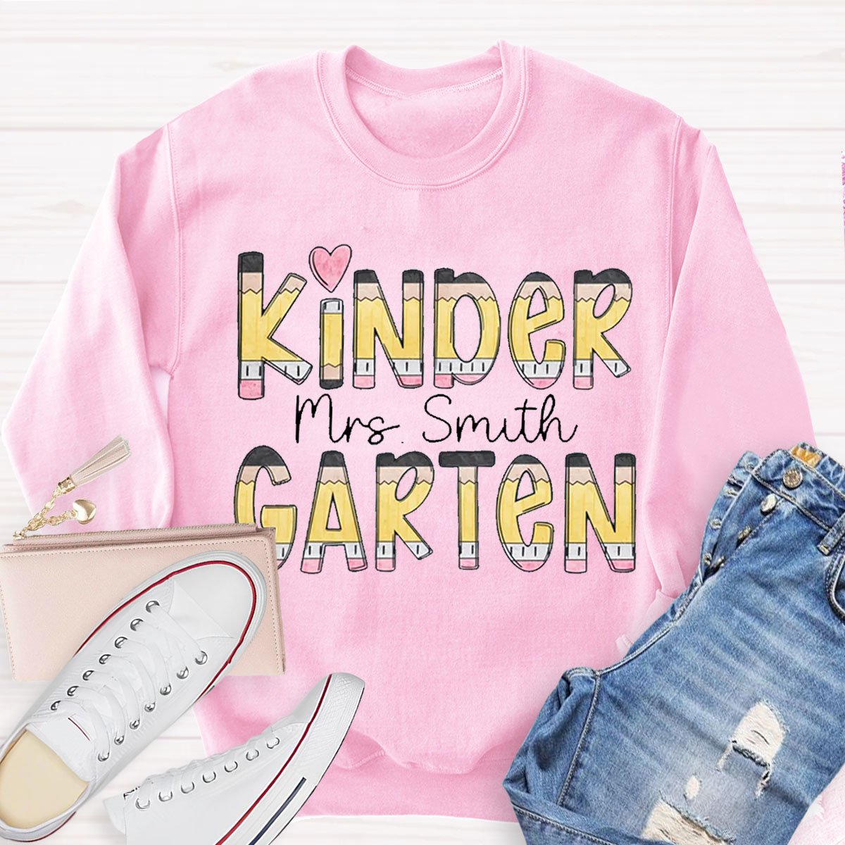 Personalized Name Kinder Garden Teachers Sweatshirt