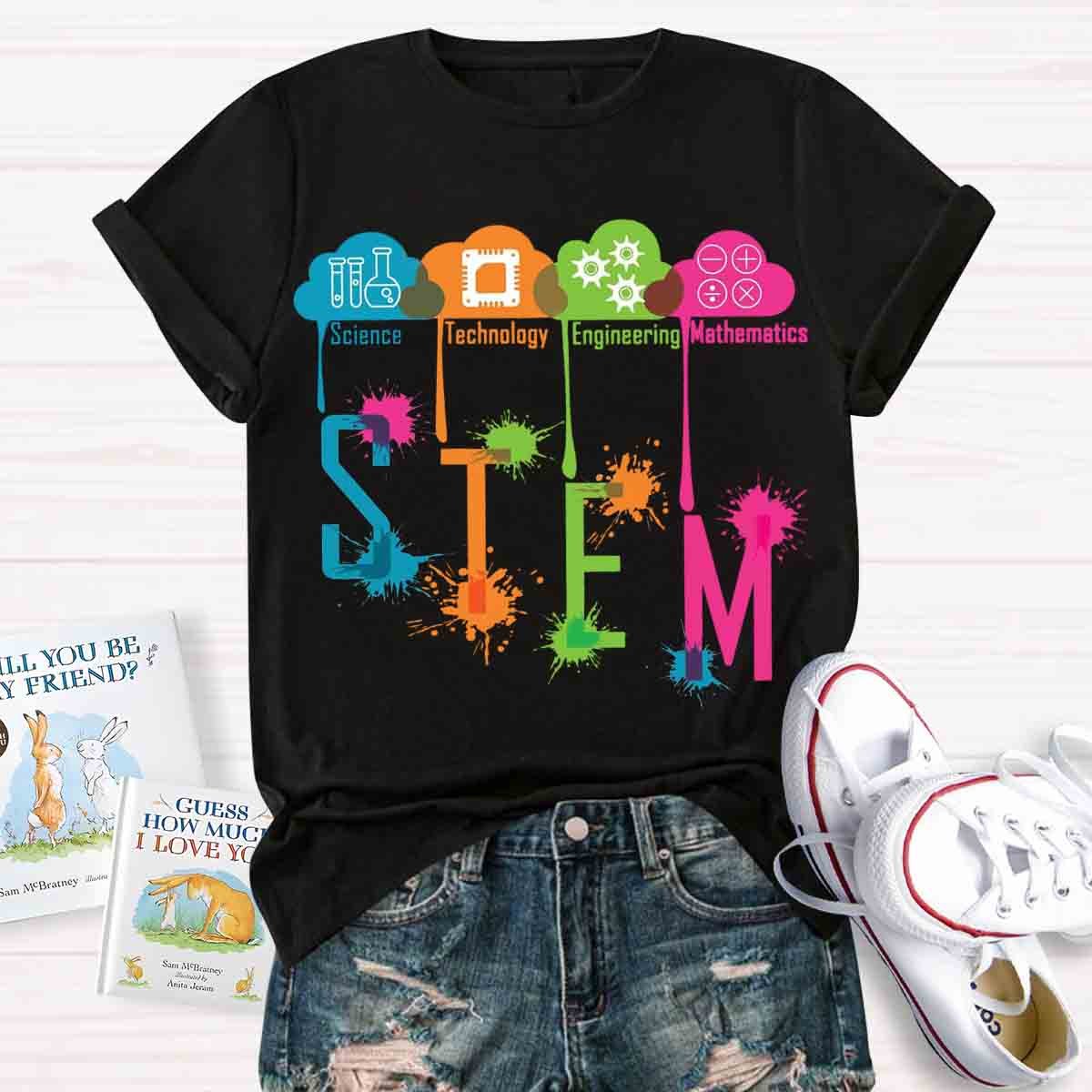 Color Splash Ink STEM Teacher T-Shirt