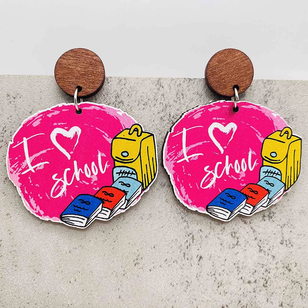 Earrings Pencil Book Wooden Earrings