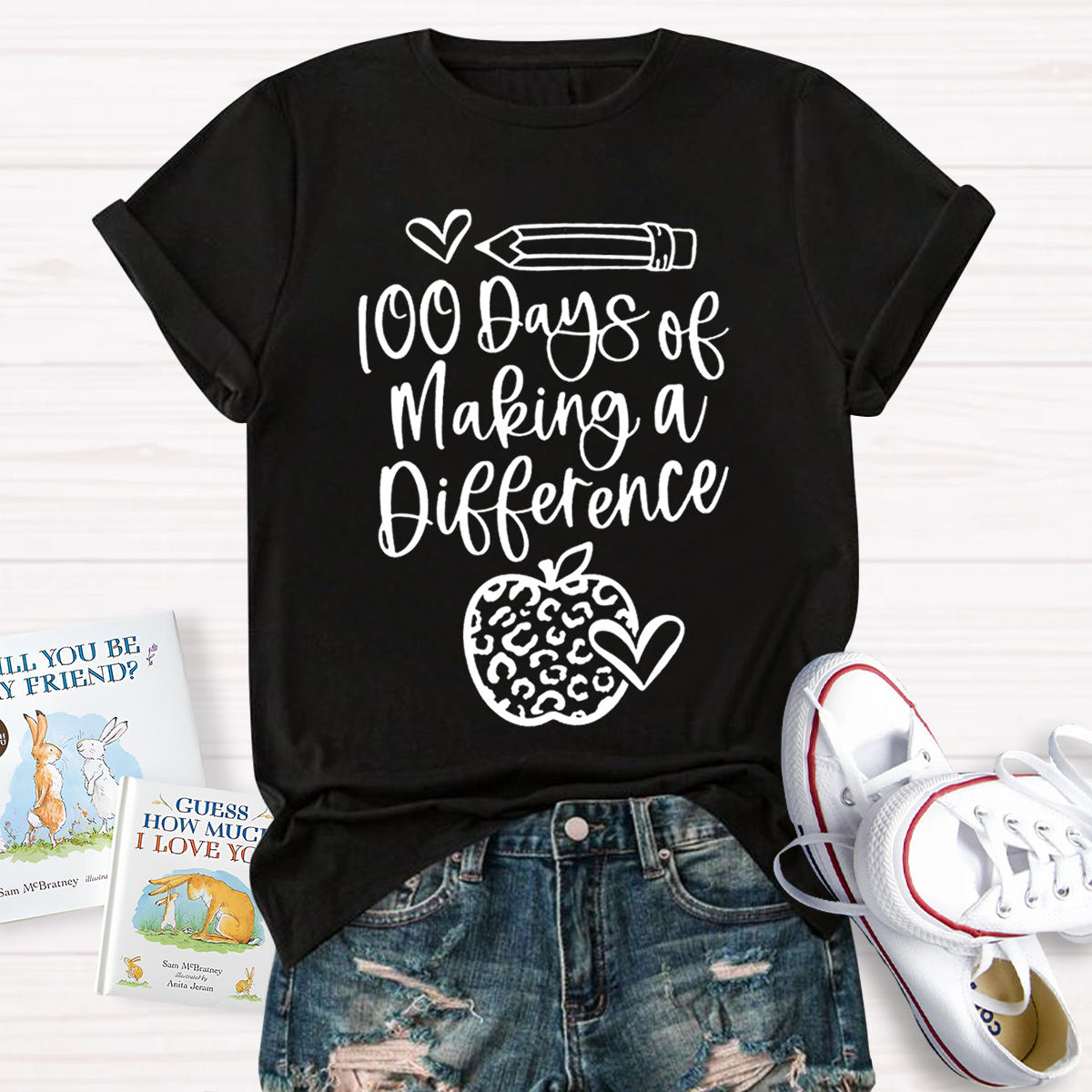 100 Days Of Making A Difference Teacher T-Shirt