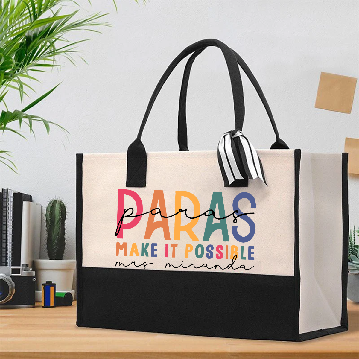 Personalized Para Teacher Name Cotton Tote Bag