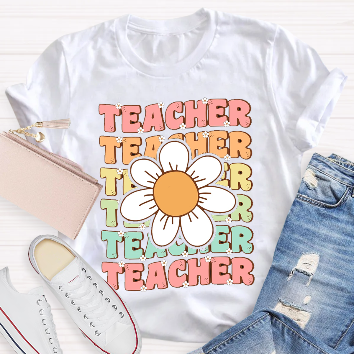 Retro Floral Teacher Shirt