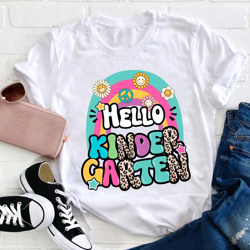 Personalized Grade Hello Rainbow Teacher T-Shirt