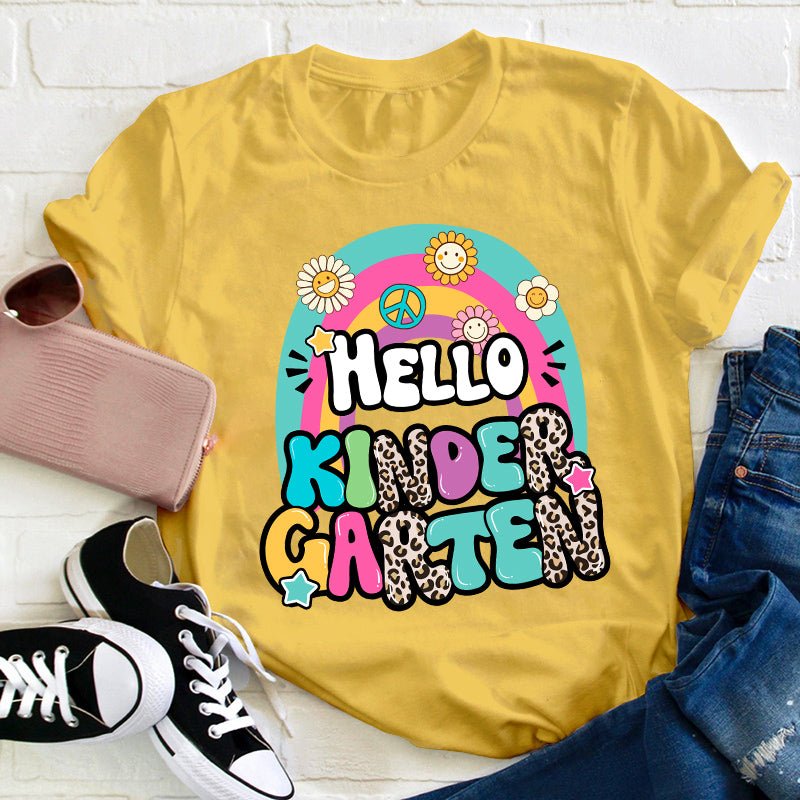 Personalized Grade Hello Rainbow Teacher T-Shirt